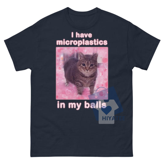 Microplastic Cat Meme T-Shirt – Funny Ironic Cat Graphic Tee, Silly Gift for Her or Him-Hiyatee