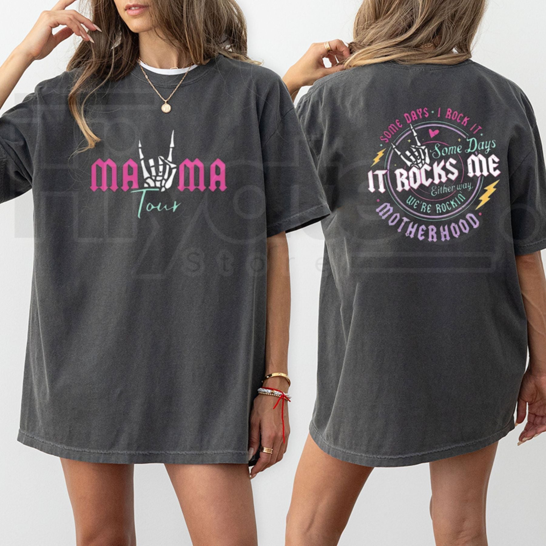 "Midnight Rhythm" – Women's Vintage Rock Graphic Fitted Top - Hiyatee