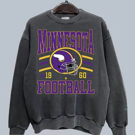 Vintage Team Football Oversized 90s Dark Heather Sweatshirt Retro Sport Tee