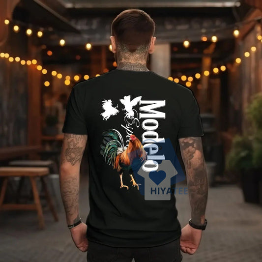 Modelo Rooster T-Shirt – Bold Fighting Rooster Graphic Tee-Hiyatee