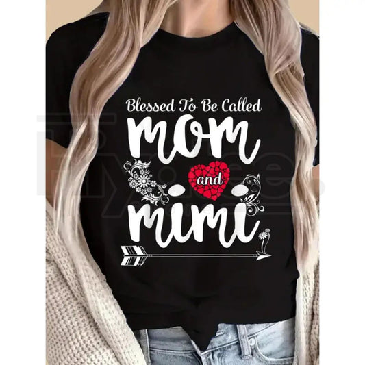 "Mom and Mimi's Blessing" – Heart and Floral Women's Casual Top - Hiyatee