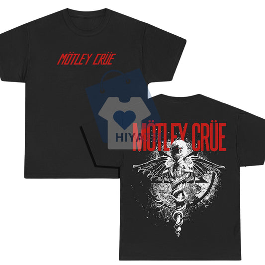 Motley Crue Kickstart My Heart Tour Shirt – Front & Back Print Band Tee, Black Rock Concert T-Shirt for Men & Women-Hiyatee