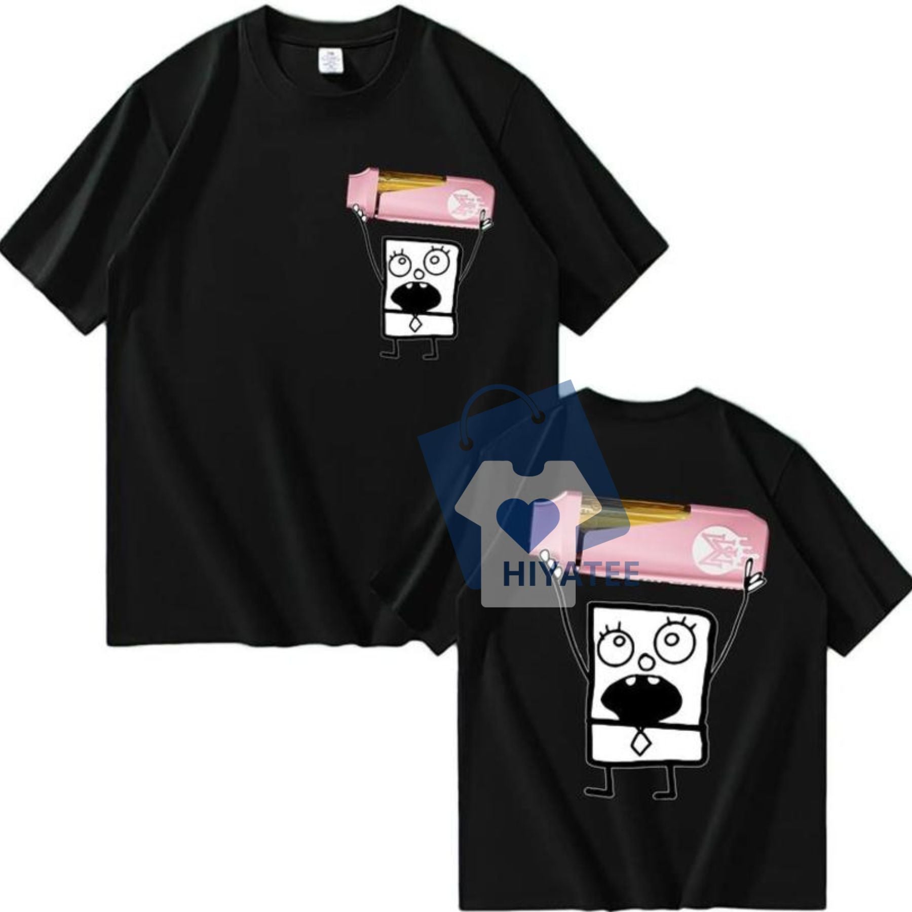Muha Pink Doodlebob Shirt – Funny Cotton Meme Tee for Men & Women-Hiyatee
