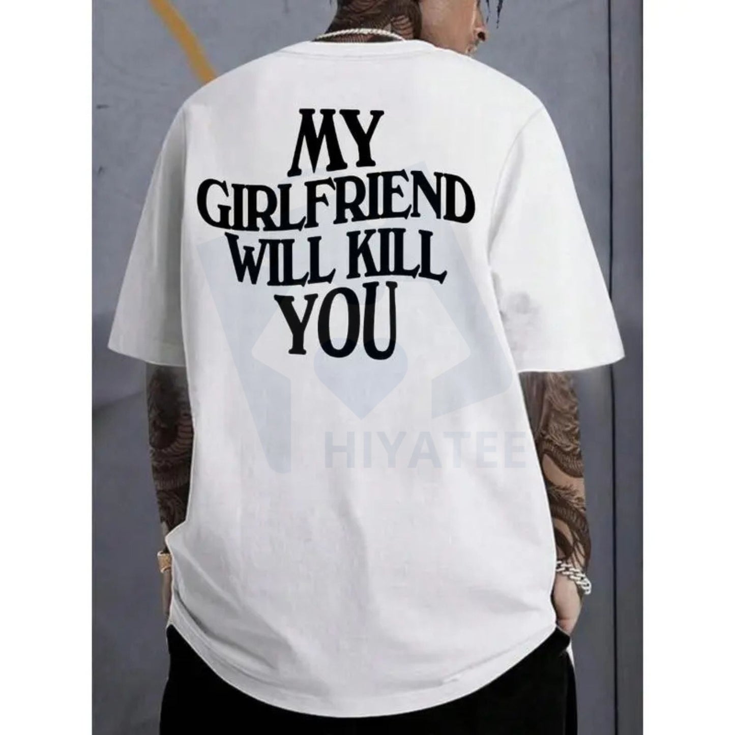 "My Girlfriend Will Kill You" Shirt – Funny Protective Relationship Tee, Gift for Boyfriend - Hiyatee