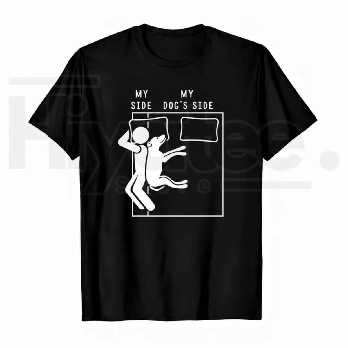 My Side My Dog's Side Funny T-Shirt – Dog Lover Bed Hogging Graphic Tee - Hiyatee