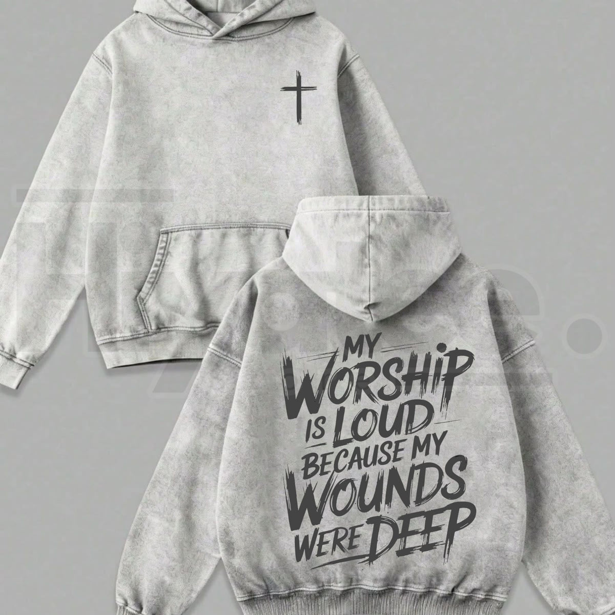 My Worship Is Loud Heavyweight Washed Hoodie – Vintage Graphic Christian Sweatshirt - Hiyatee