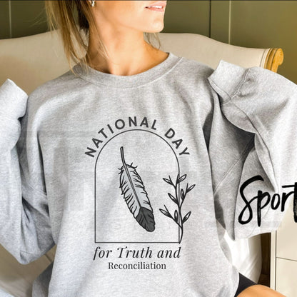 National Day For Truth And Reconciliation Native Feather Sweatshirt – Indigenous Orange Shirt Day Crewneck, Every Child Matters Graphic Pullover - Hiyatee