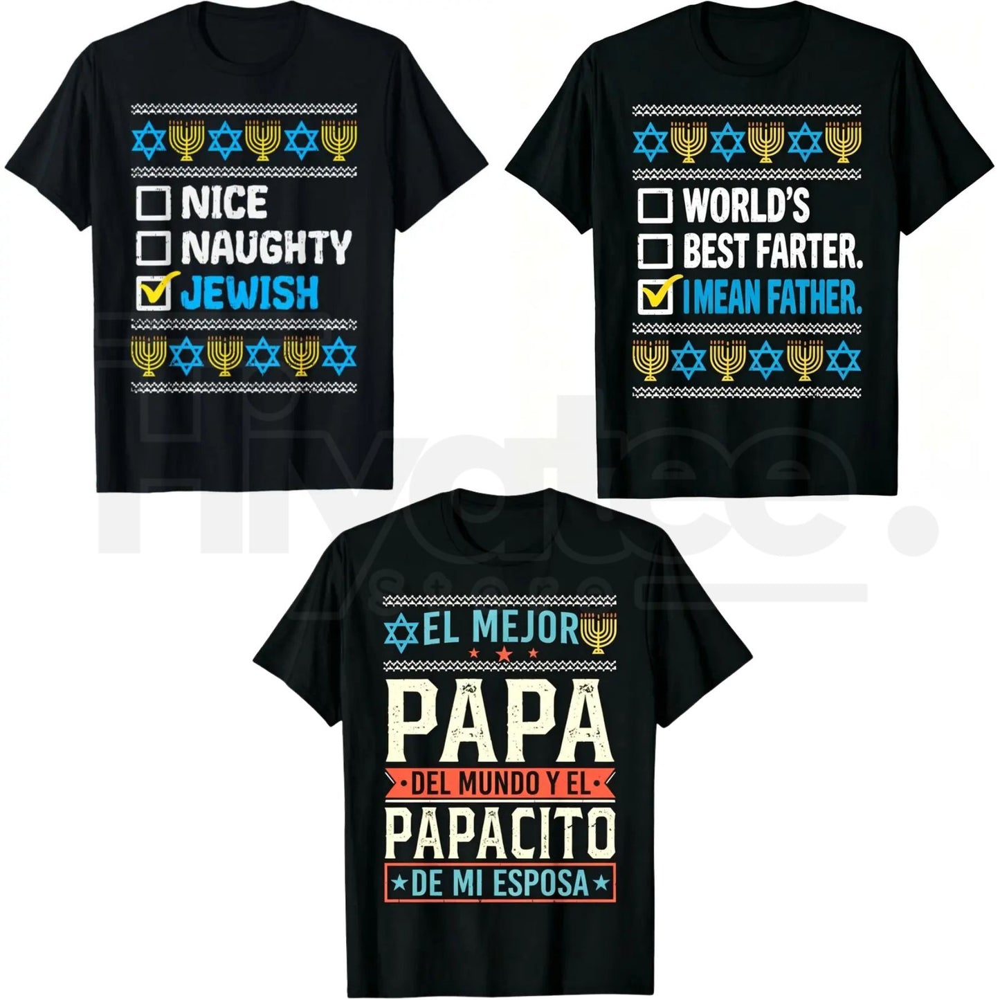 "Naughty Jewish Hanukkah" – Funny Festival of Lights Graphic Top - Hiyatee