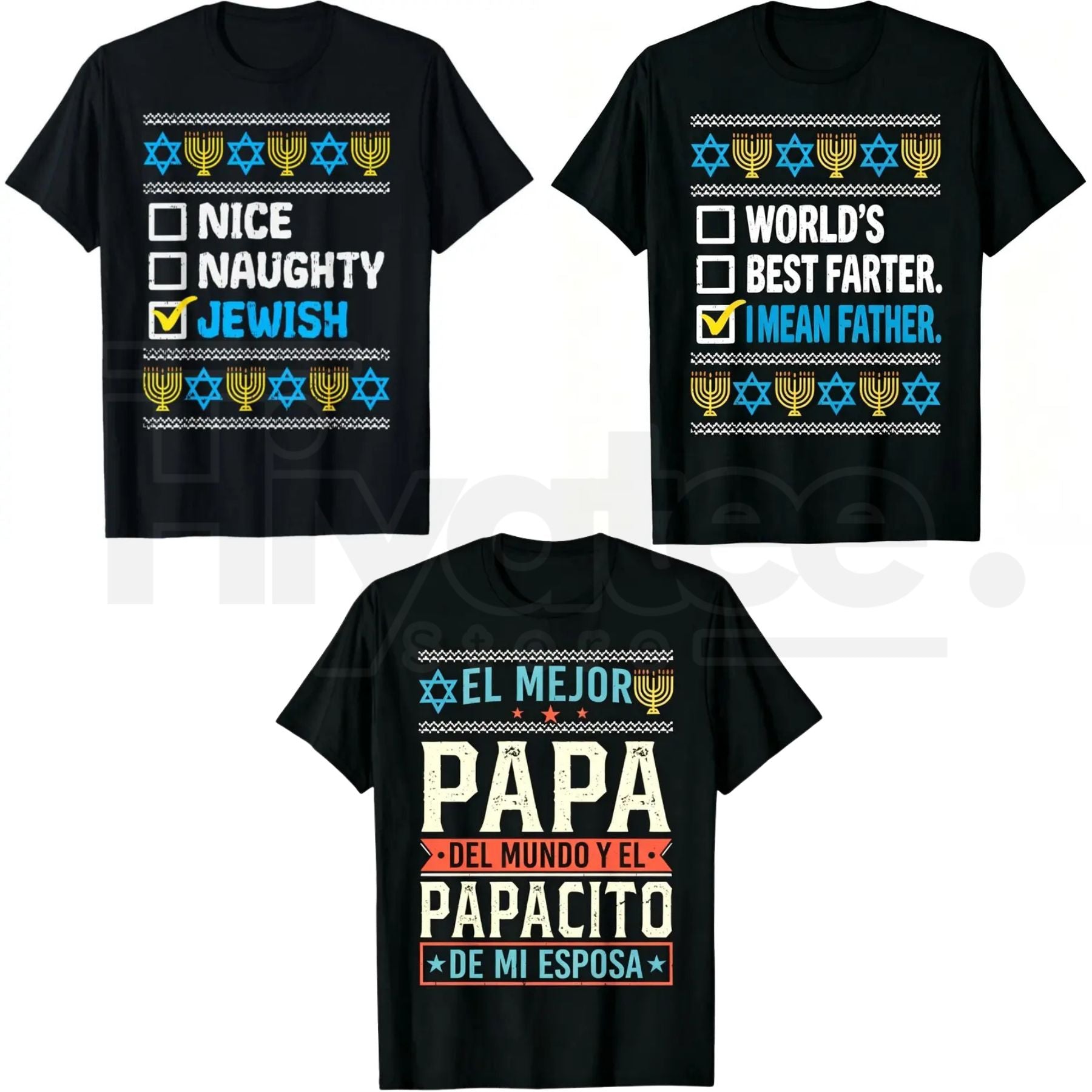 "Naughty Jewish Hanukkah" – Funny Festival of Lights Graphic Top - Hiyatee