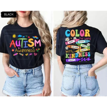 "Neurodiversity Brushstroke" 2-Sided Print – Autism Awareness SPED Teacher Top - Hiyatee