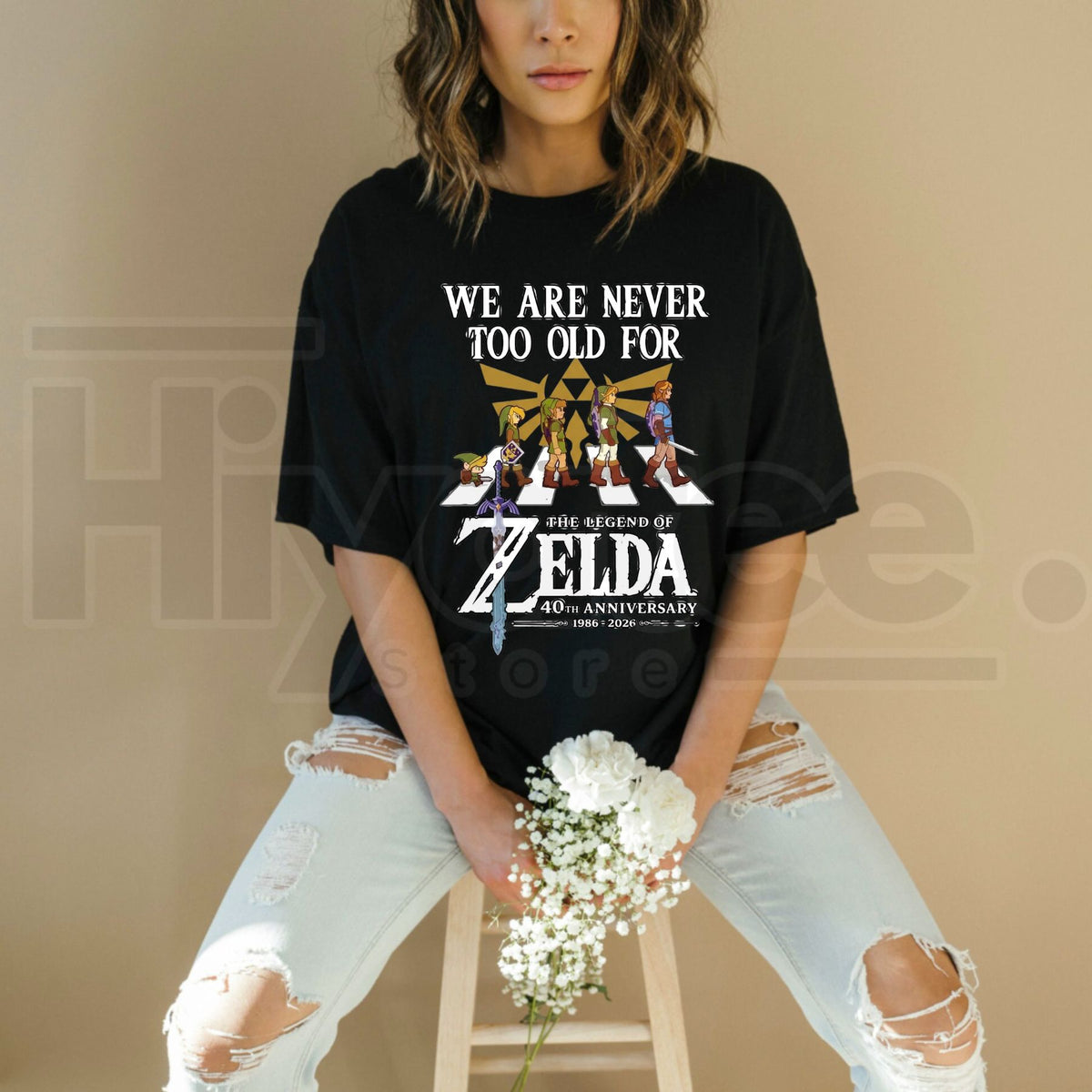 Never Too Old For The Legend of Zelda 40th Anniversary 1986-2026 T-Shirt - Hiyatee