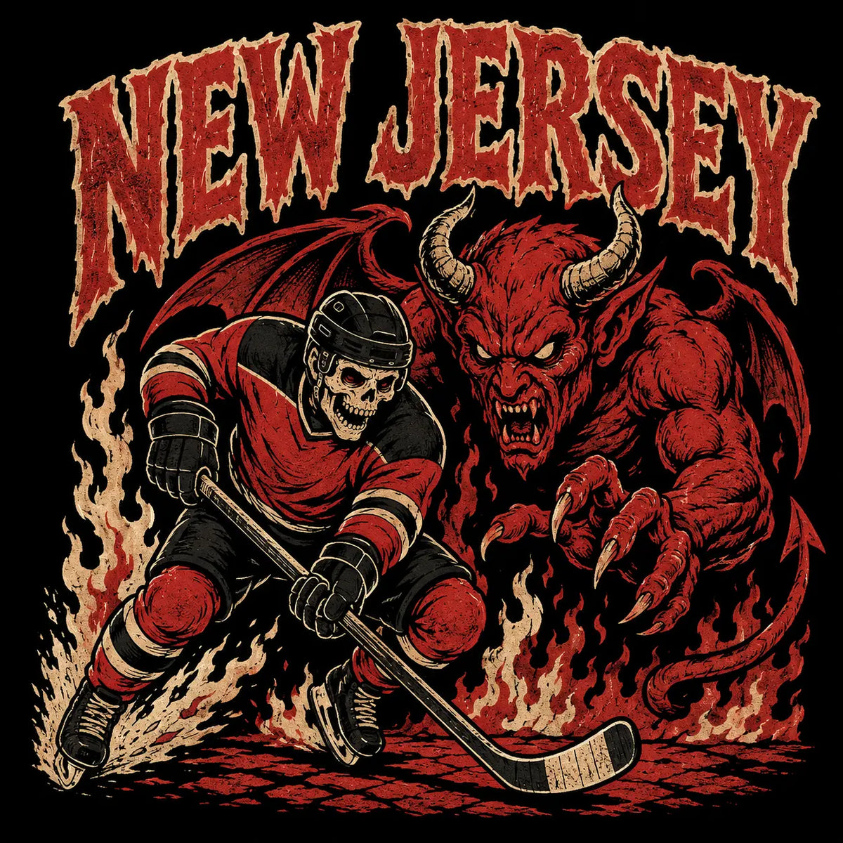Gildan USA 32 Teams Ice Hockey Skull Vintage Sweatshirt – Classic 90s All Team Game Day Graphic Crewneck