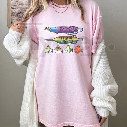 Nintendoodle Fish Lineup Tee – Retro Nintendo Art Style Funny Gaming Doodle T-Shirt - Hiyatee