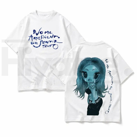 No Me Arrepiento De Sentir Tanto T-Shirt – Vintage Washed Blue Hair Girl Tee - Hiyatee