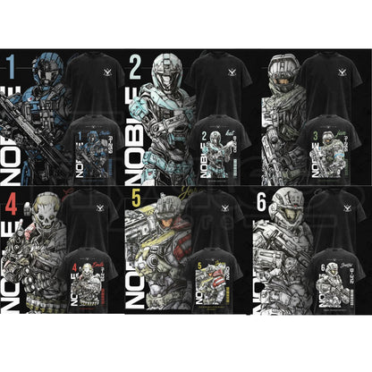 Noble Team V3 Halo Reach Double Printed Acid Washed Tee – Vintage Gaming Graphic T-Shirt - Hiyatee