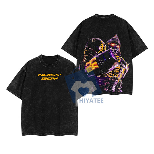 Noisy Boy T-Shirt – Real Steel Movie-Inspired Tee, Oversized Men's Designer Shirt, Classic Fit Floral Print Option-Hiyatee