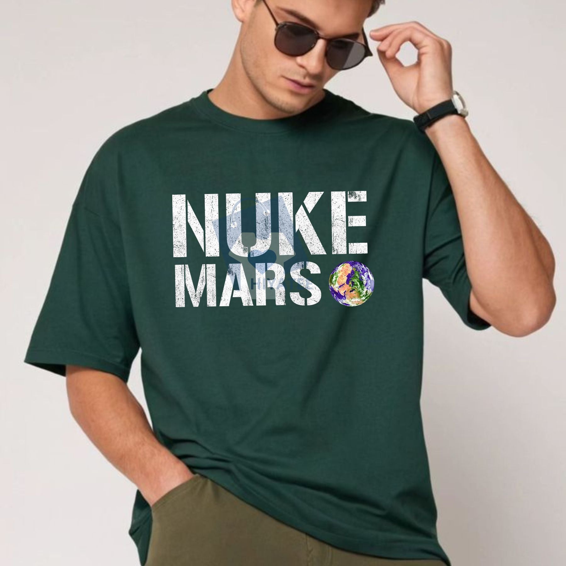 "Nuke Mars" Graphic T-Shirt – Elon Musk SpaceX Fan Tee, Space Exploration Gift - Hiyatee