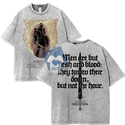 Oblivion Washed Graphic Tee – Retro Oversized The Elder Scrolls IV Gamer Shirt-Hiyatee