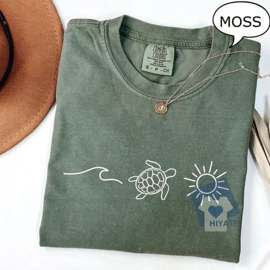 Ocean Turtle Sun T-Shirt – Beach Vibes Summer Shirt, Gift for Women & Nature Lovers-Hiyatee
