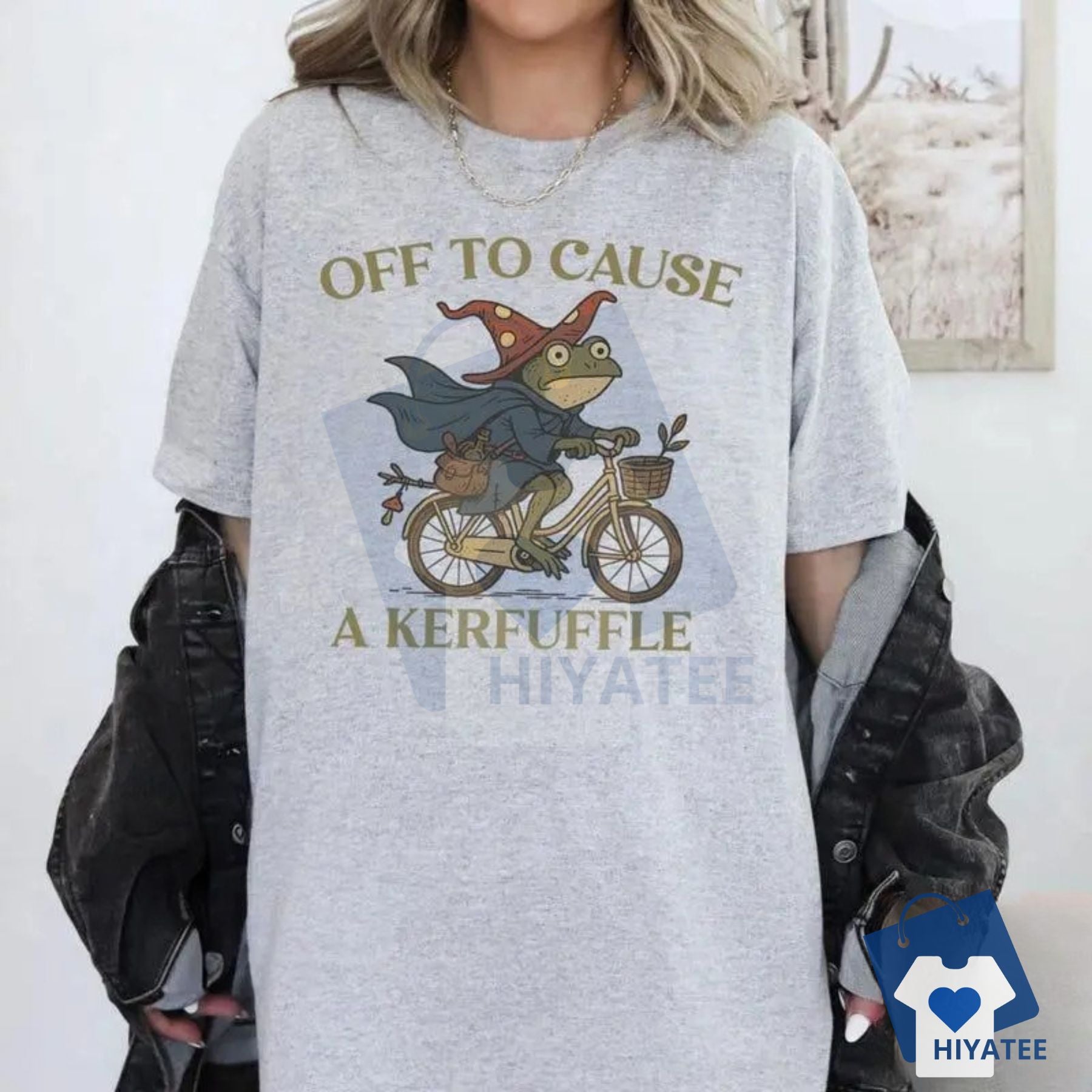 "Off to Cause a Kerfuffle" Frog T-Shirt – Funny Weirdcore Meme Graphic Tee - Hiyatee