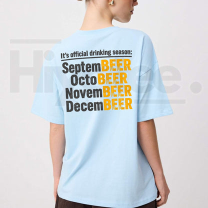 Official Drinking Season Beer Lover T-Shirt – SeptemBEER OctoBEER Graphic Tee - Hiyatee