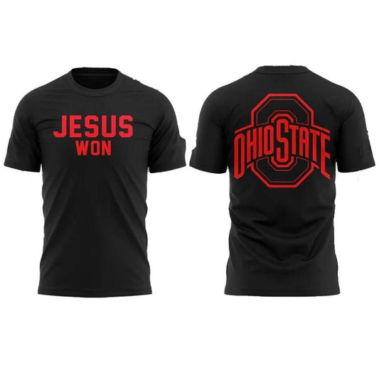 Ohio State Buckeyes Jesus Won Shirt, Jesus Won Ohio Pride TShirt, Christian Shirt, Jesus Won shirt, Bible Verse Shirt, Football Jesus Tee