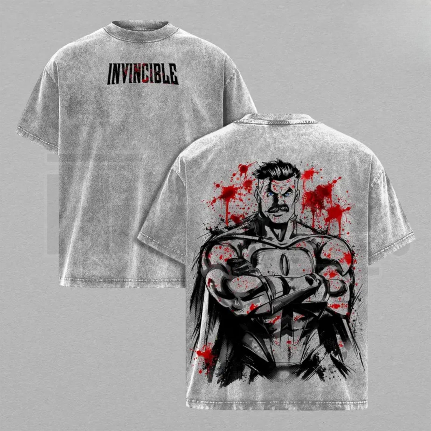 Omni-Man Invincible Viltrumite Warrior Vintage Washed T-Shirt – Heavy Cotton Oversized Graphic Tee - Hiyatee