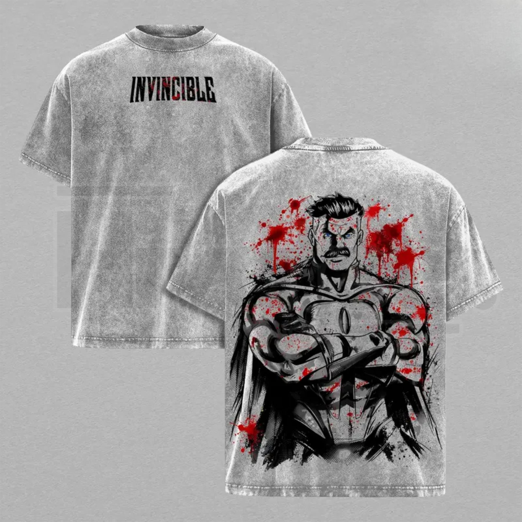 Omni-Man Invincible Viltrumite Warrior Vintage Washed T-Shirt – Heavy Cotton Oversized Graphic Tee - Hiyatee