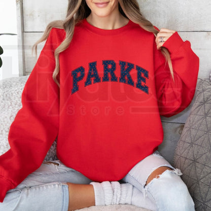 PARKE Embroidered Letter Sweatshirt – Casual Sports & Fitness Crewneck, Trendy Athletic Streetwear Pullover - Hiyatee