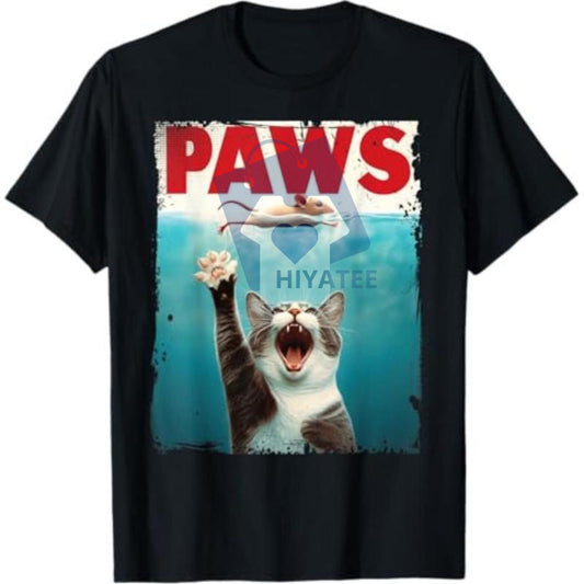 "PAWS" Parody T-Shirt – Humorous Cat & Mouse Graphic Tee for Summer - Hiyatee