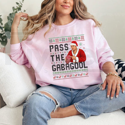 Pass the Gabagool Christmas Sweatshirt – Funny Sopranos Holiday Ugly Sweater, Retro Italian Xmas Graphic Crewneck - Hiyatee