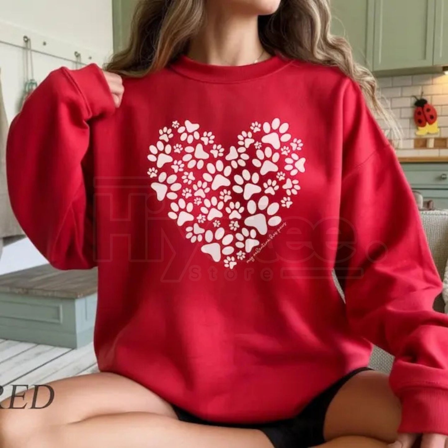 Paw Heart Valentines Sweatshirt: Dog Mom Heart Shirt & Dog Lover Gift - Hiyatee