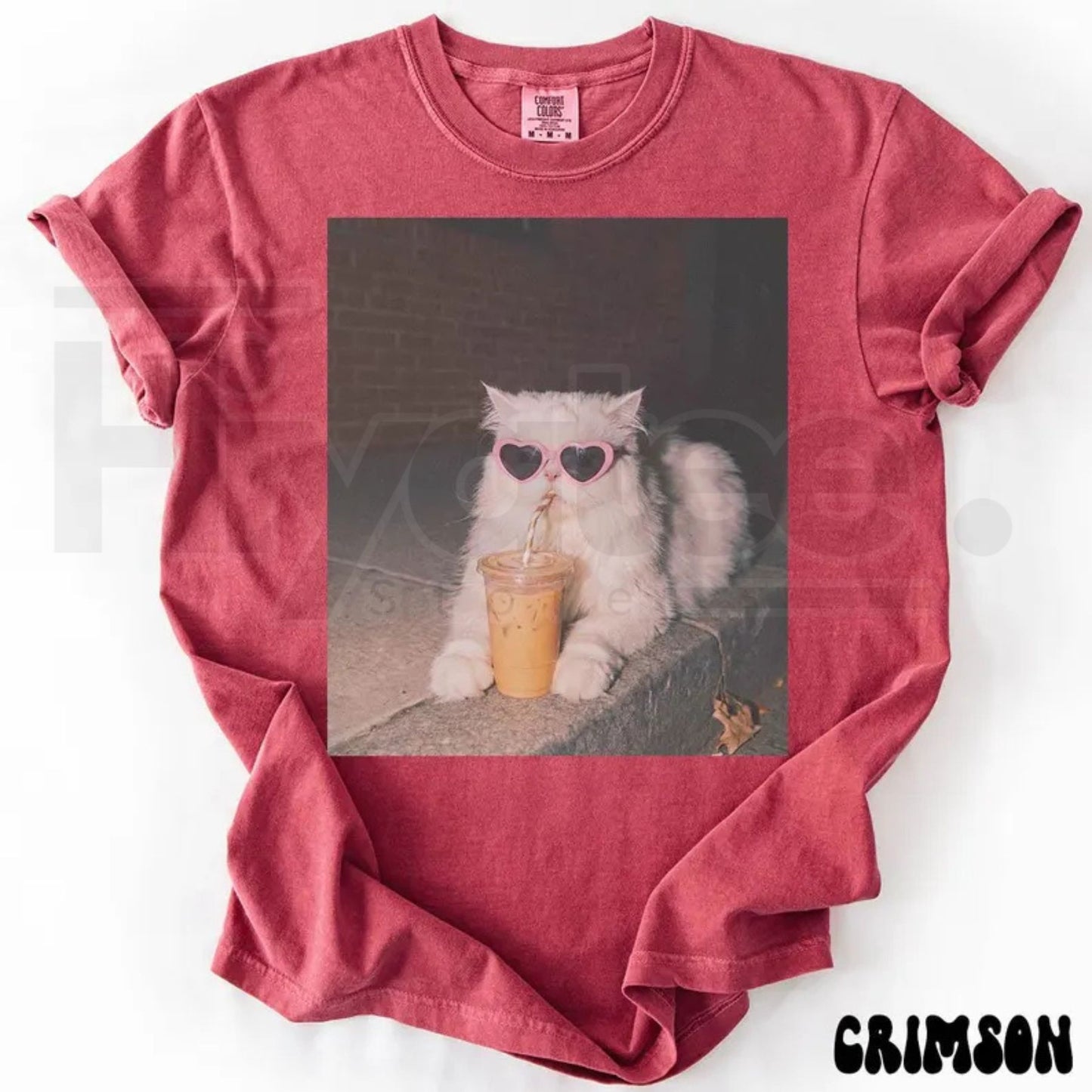 Persian Cat Comfort Colors Shirt Iced Coffee Cat Mom T-Shirt  - Hiyatee