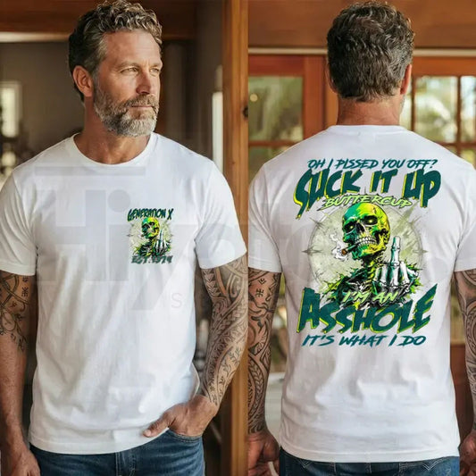 Personalization Year Gen X T-Shirt – Funny Skull Graphic Tee (1965-1980) - Hiyatee