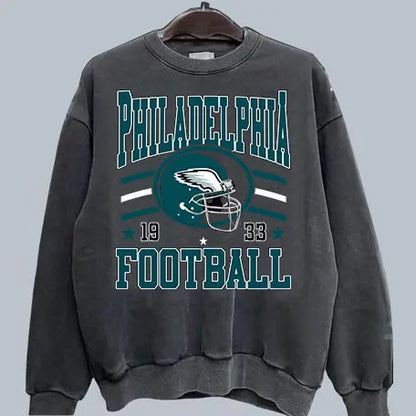 Vintage Team Football Oversized 90s Dark Heather Sweatshirt Retro Sport Tee