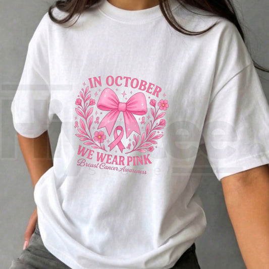 Pink Ribbon Halloween Ghost T-Shirt – Breast Cancer Awareness Tee - Hiyatee