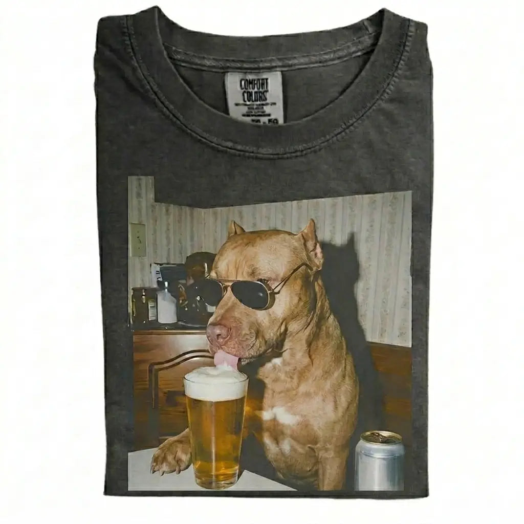 Comfort Colors 50+ Dog Breeds Available Drinking Beer Shirt – Vintage 90s Funny Edgy Dog Meme Tee, Unisex Casual Streetwear Gift