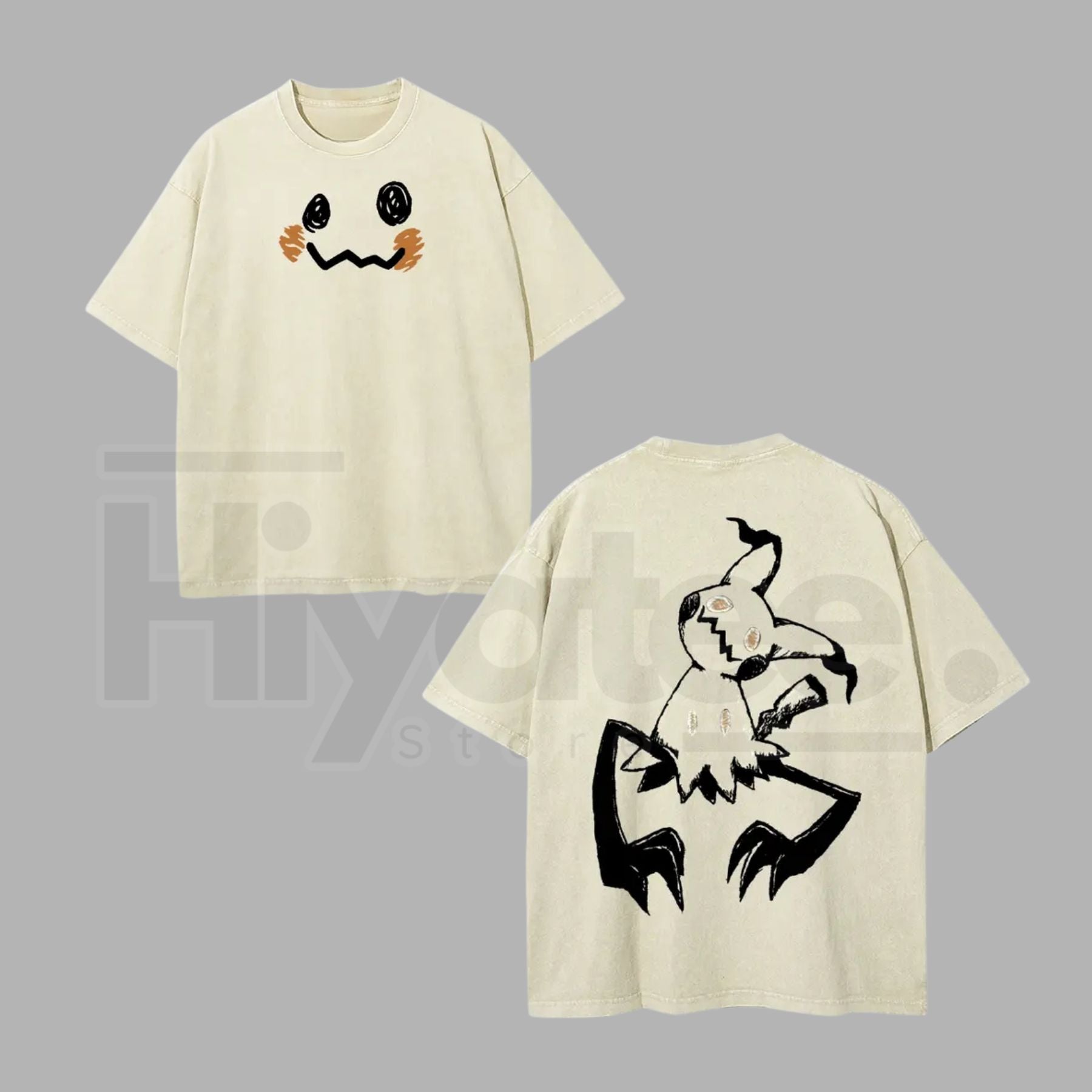 "Pocket Monsters" Vintage Washed T-Shirt – Batik Cotton Oversized Streetwear - Hiyatee
