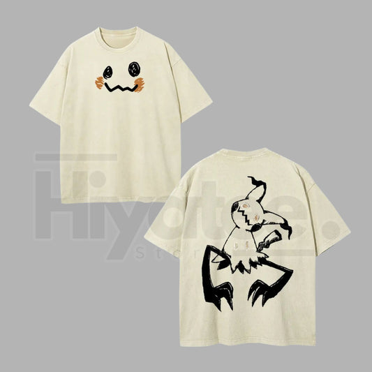 "Pocket Monsters" Vintage Washed T-Shirt – Batik Cotton Oversized Streetwear - Hiyatee