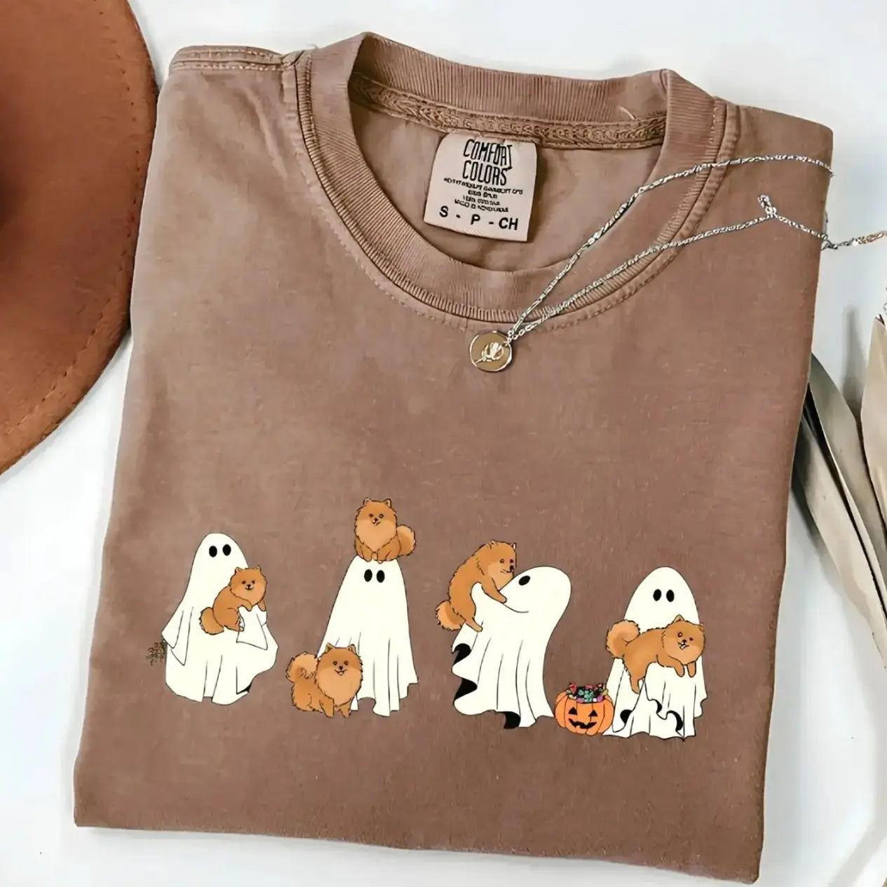 Comfort Colors Custom Dog Halloween Shirt Ghost Boba Tea Funny Dog Gift Tee