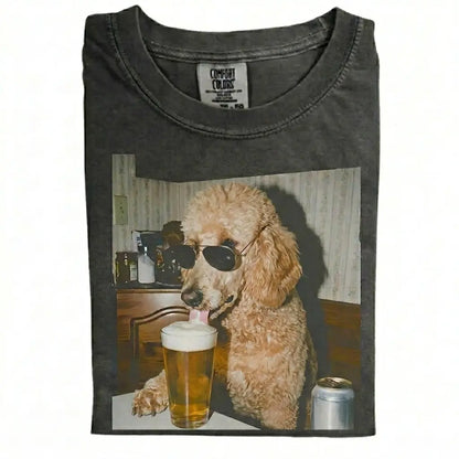 Comfort Colors 50+ Dog Breeds Available Drinking Beer Shirt – Vintage 90s Funny Edgy Dog Meme Tee, Unisex Casual Streetwear Gift