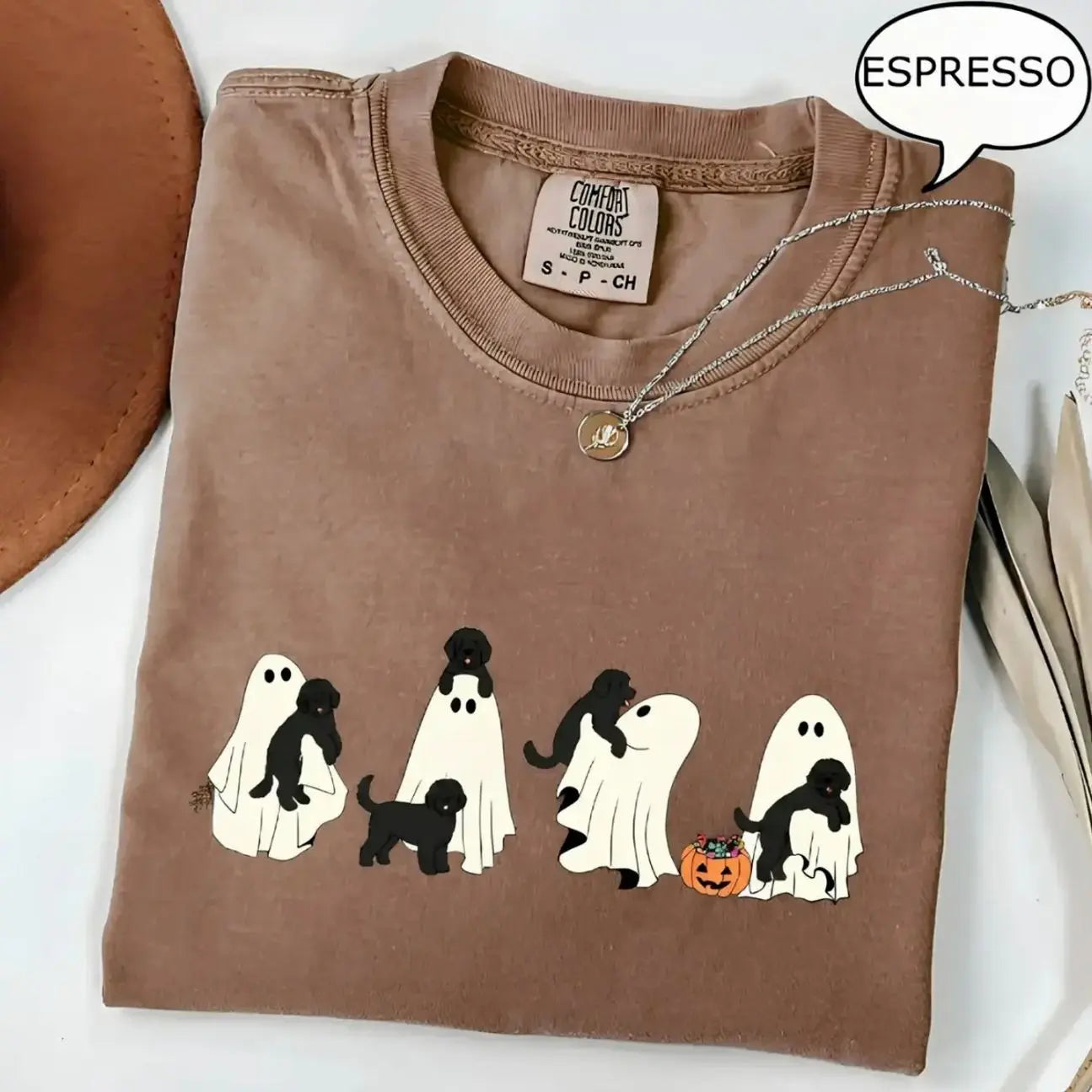 Comfort Colors Custom Dog Halloween Shirt Ghost Boba Tea Funny Dog Gift Tee