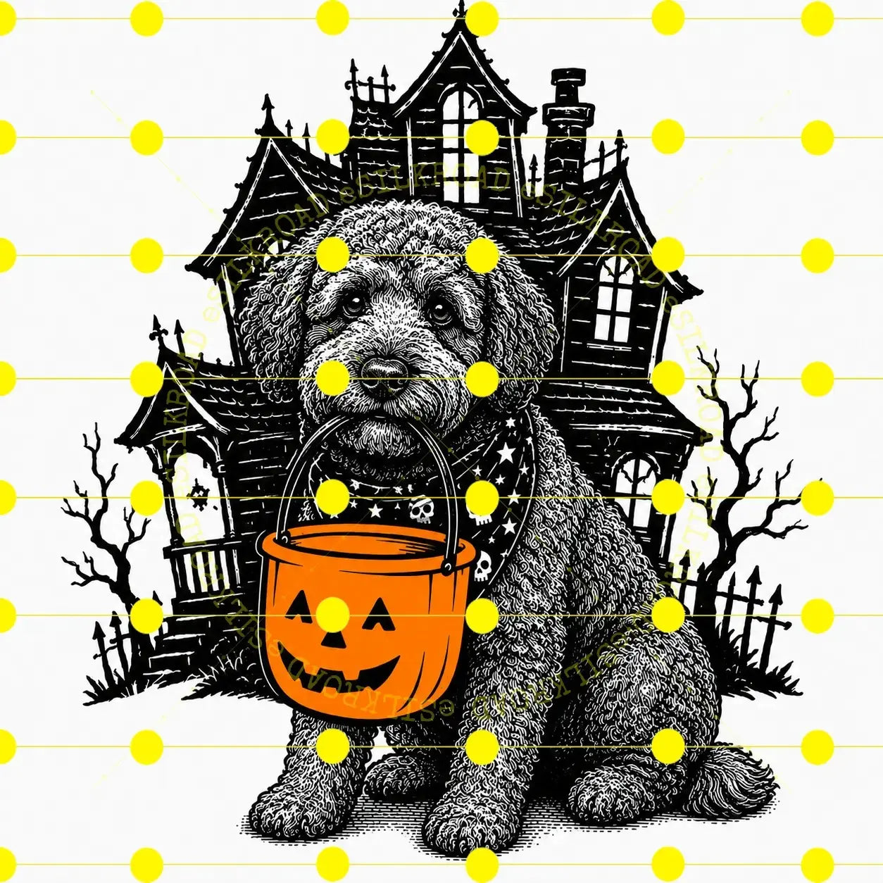 Comfort Colors 50 Dog Breeds Halloween T-Shirt Moss Pumpkin Candy Bucket Tee