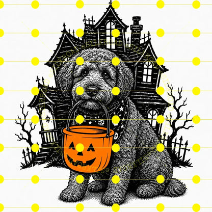 Comfort Colors 50 Dog Breeds Halloween T-Shirt Moss Pumpkin Candy Bucket Tee