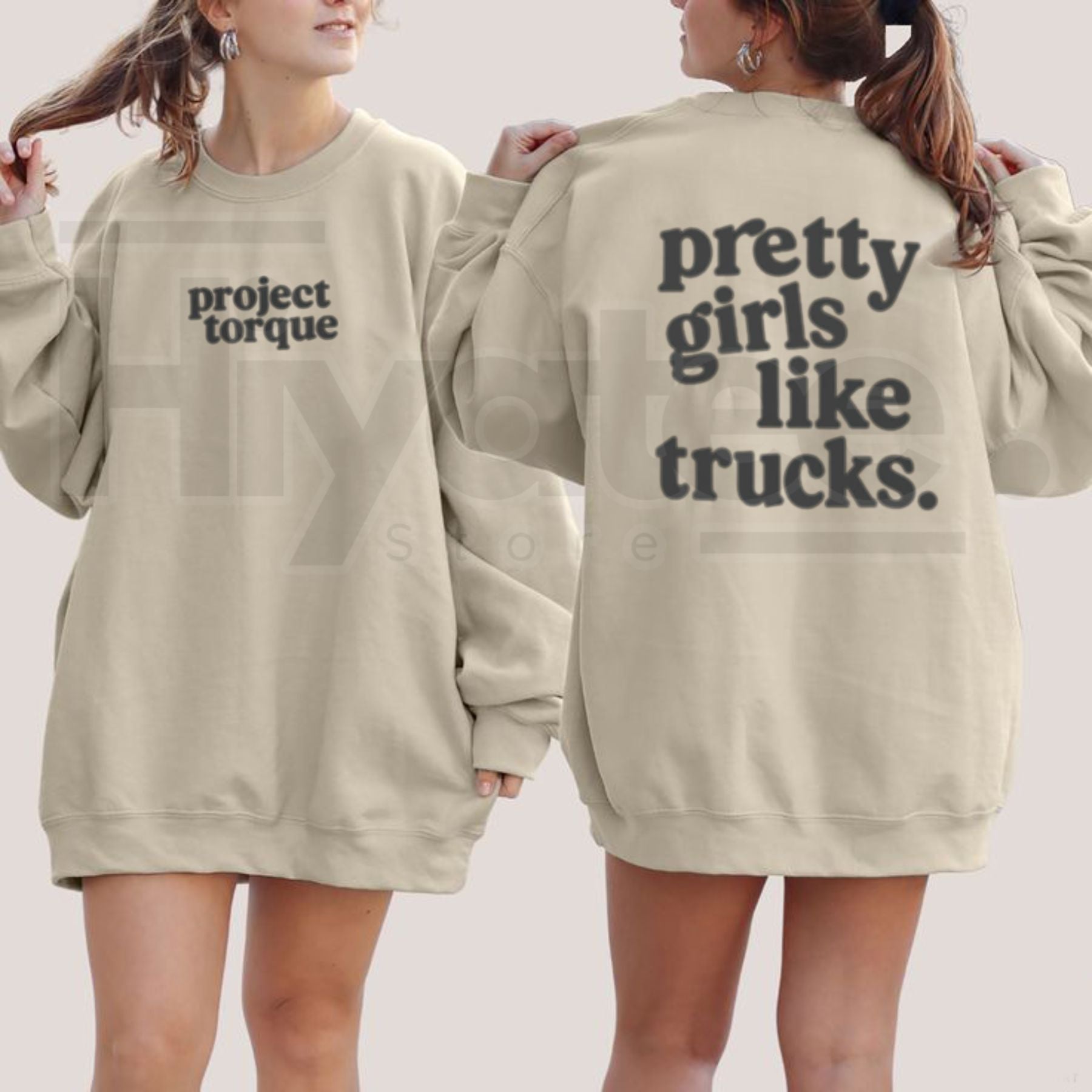 Pretty Girls Like Trucks Crewneck – Country Girl Aesthetic Sweatshirt, Trendy Y2K Truck Graphic Pullover - Hiyatee