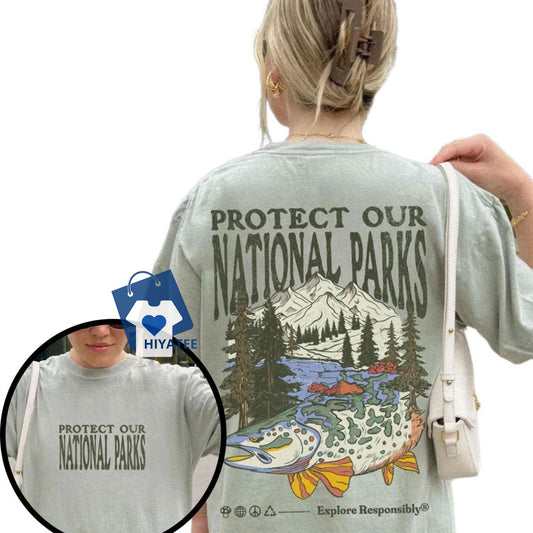 Protect National Parks & Respect Local Wildlife T-Shirt – Eco-Friendly Hiking Tee-Hiyatee