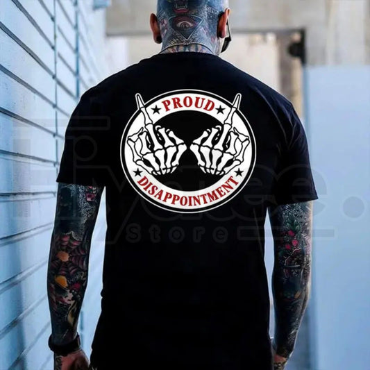"Proud Disappointment" Defiant Bone Hand T-Shirt – Edgy Streetwear Cotton Tee - Hiyatee