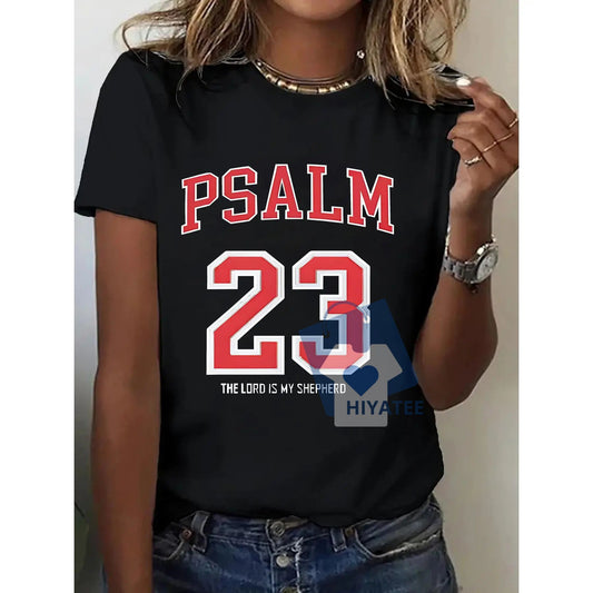 Psalm 23 T-Shirt for Women – Faith Graphic Tee with Casual Fit-Hiyatee