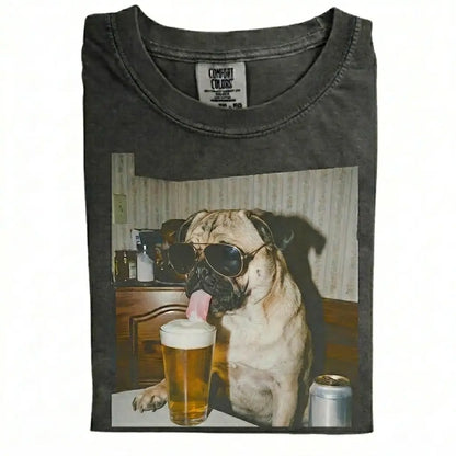 Comfort Colors 50+ Dog Breeds Available Drinking Beer Shirt – Vintage 90s Funny Edgy Dog Meme Tee, Unisex Casual Streetwear Gift