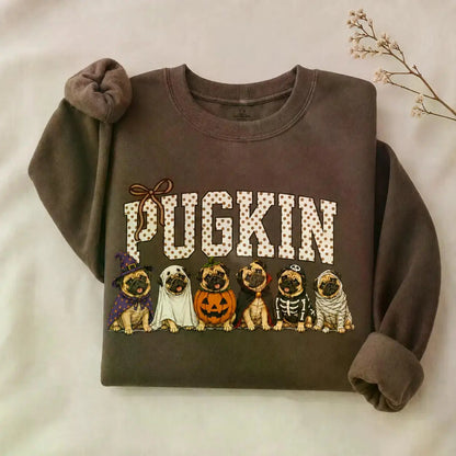 Dark Chocolate 30+ Halloween Dog Breeds Sweatshirt – Spooky Season Dog Mom Crewneck, Cozy Autumn Dog Lover Pullover